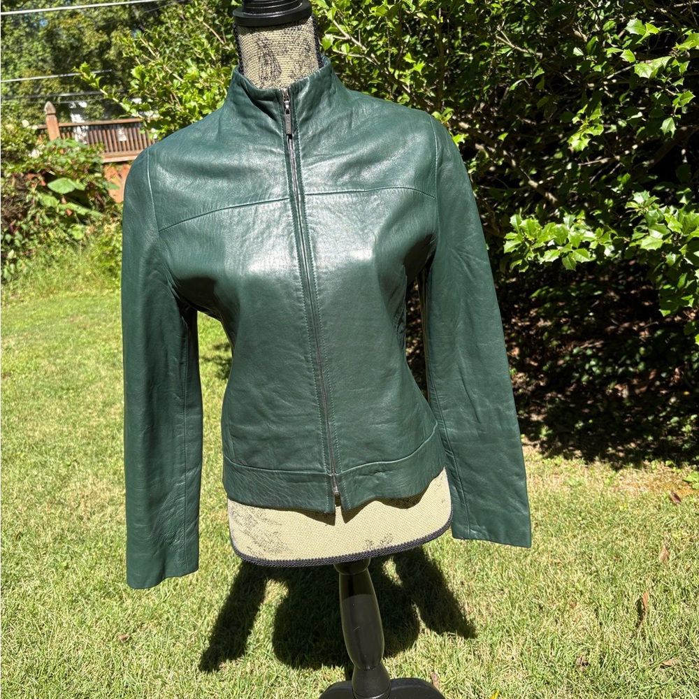 Calvin Klein Forest Green Leather Jacket